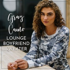 ZYIA Gray Camo Lounge Boyfriend Sweater